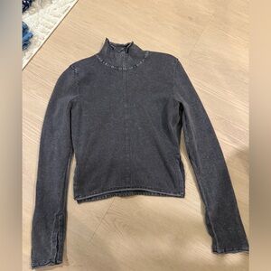 Women's Zara Mock Neck Grey Washed Long Sleeve